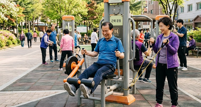 일상 노인 근력 활동 하는 모습