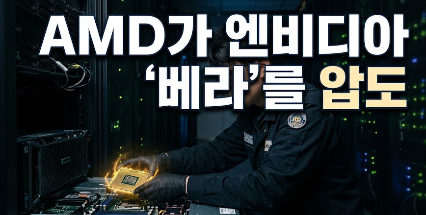 AMD 에픽 9006 서버 CPU를 데이터센터 서버에 장착하는 엔지니어의 손