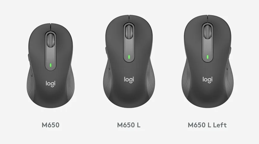 Signature M650·M650 L·M650 L Left 세 크기·방향 모델 비교 이미지