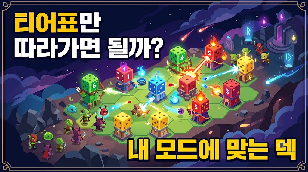 랜덤다이스2에서 티어표보다 게임 모드에 맞는 덱 선택이 중요하다는 공략 썸네일