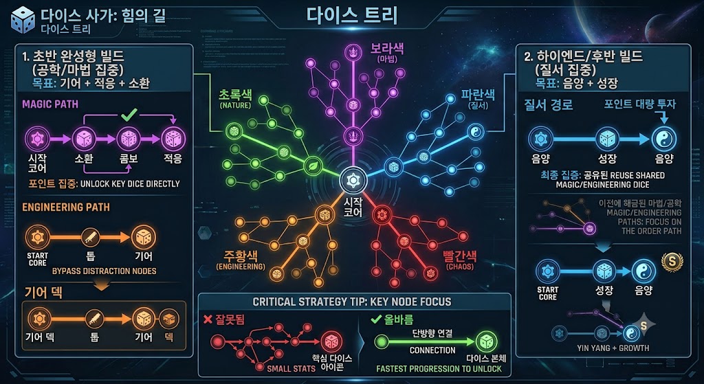 주사위 트리 (해금) 집중 한계열에 포인트 집중 투자