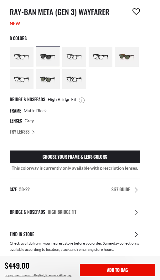 Ray-Ban Meta Gen3 Wayfarer 가격