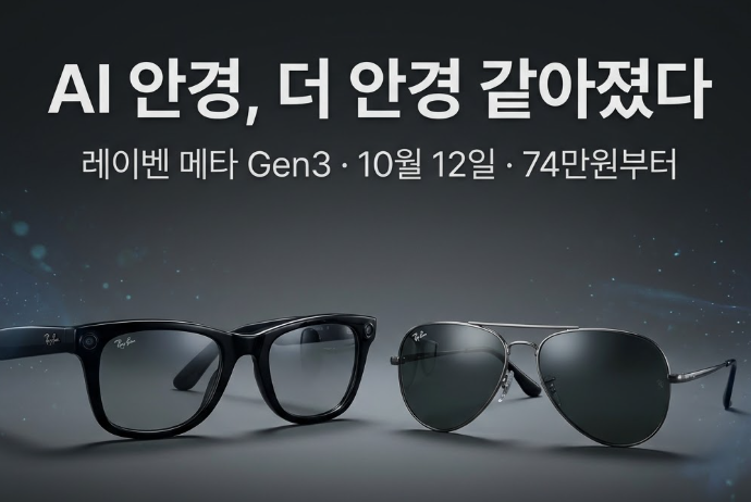 레이벤 메타 Gen3 공개 더 안경과 같아 지고있다.