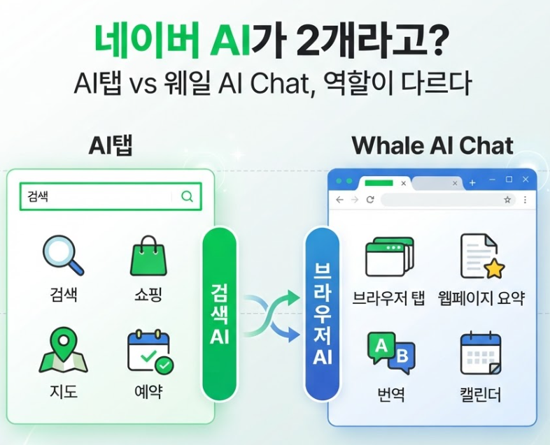 AI탭 vs 웨일 AI Chat, 역할이 다르다