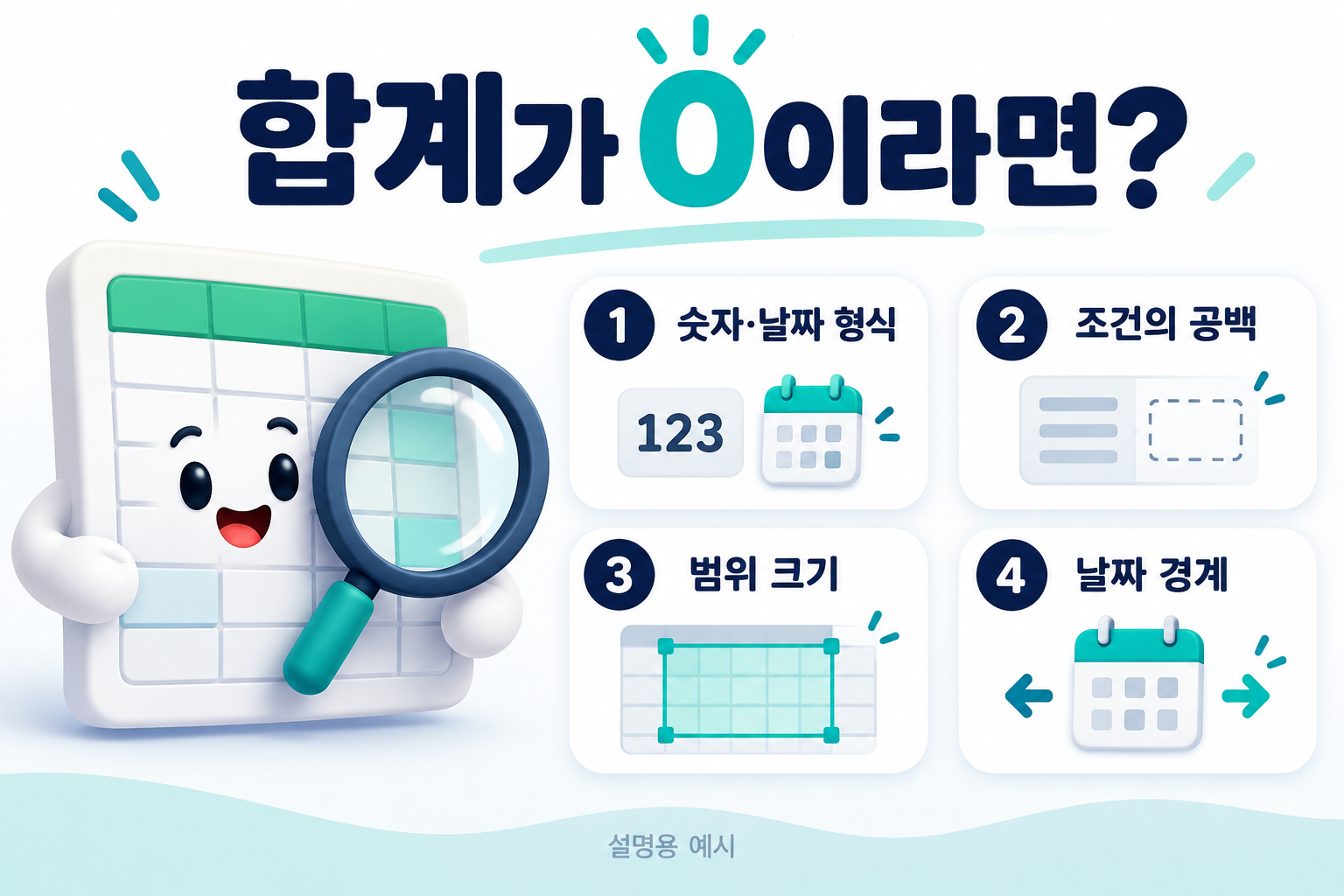 엑셀 SUMIFS 합계가 0일 때 숫자와 날짜 형식 공백 범위 크기 날짜 경계를 확인하는 체크리스트