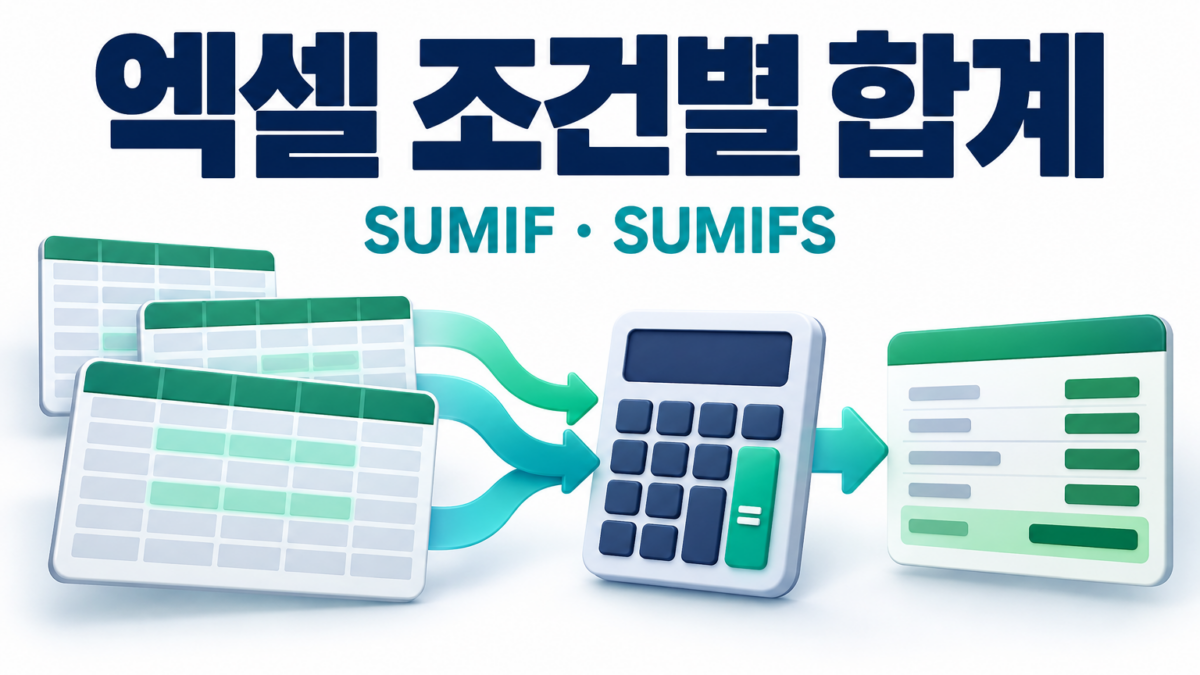 엑셀 SUMIF와 SUMIFS로 조건별 금액을 합산하는 방법을 보여주는 대표 이미지