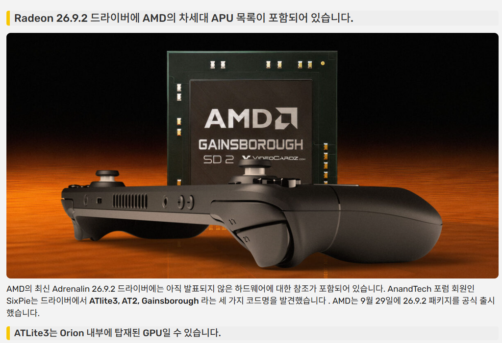 VideoCardz — Gainsborough 코드명 발견 화면
