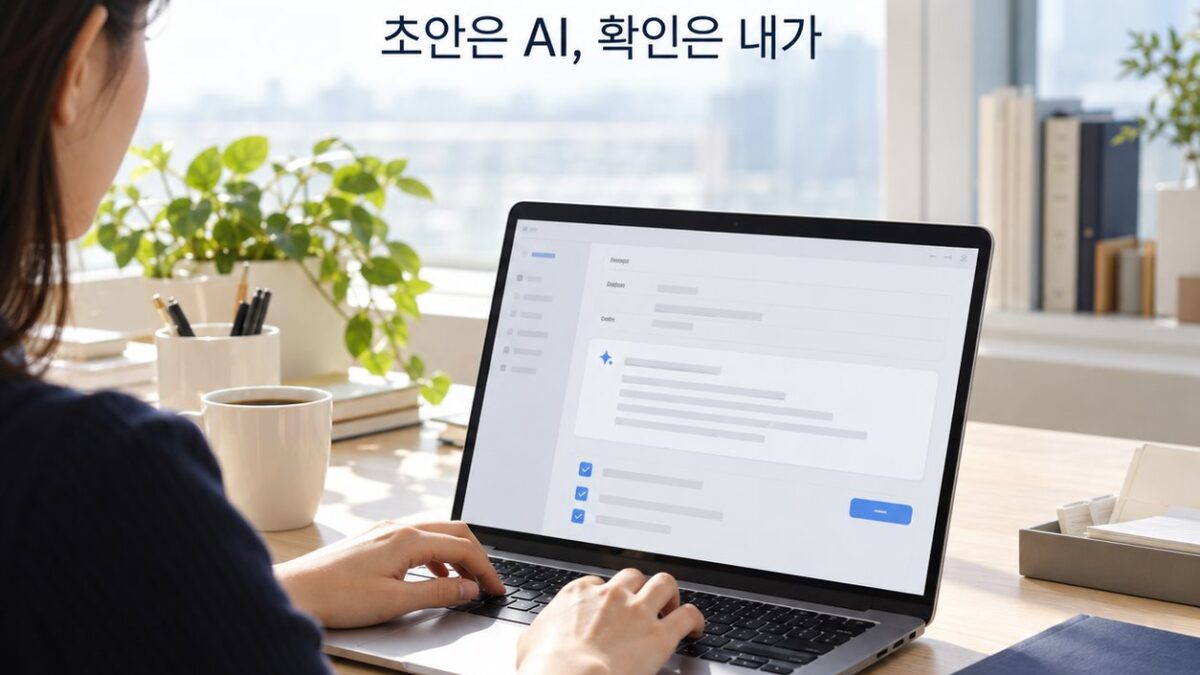 AI 이메일 초안을 내 말투로 다듬는 직장인의 AI 생성 대표 이미지