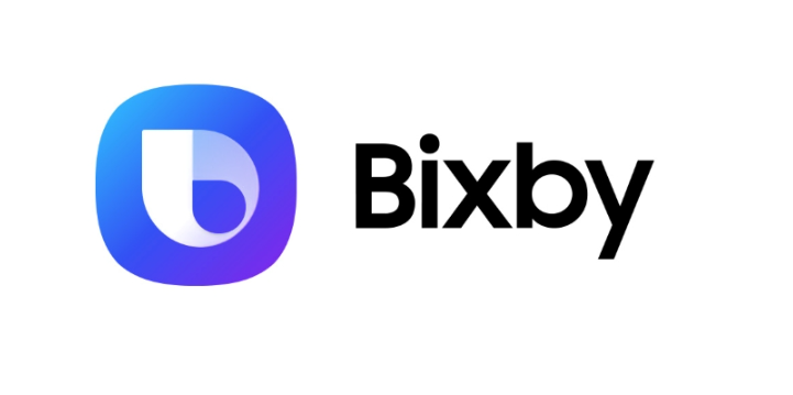 파란색과 보라색 빅스비 아이콘 옆에 Bixby 이름을 표시한 로고