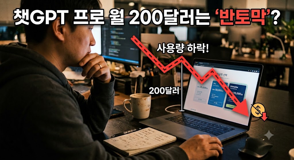 챗GPT 프로 요금제 선택 화면을 보며 고민하는 개발자