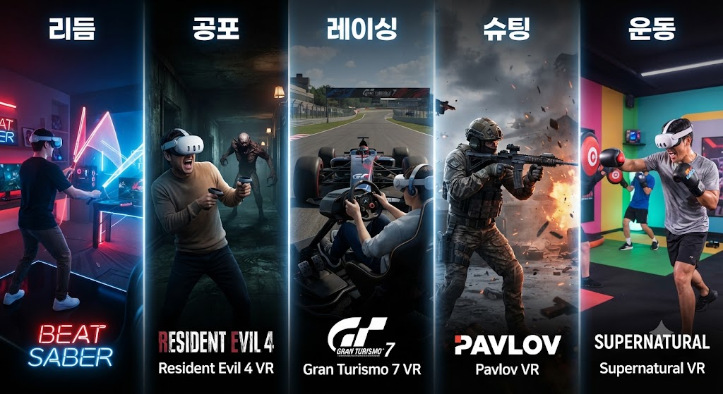 리듬·공포·레이싱·슈팅·운동으로 나눈 인기 VR 게임 장르 이미지